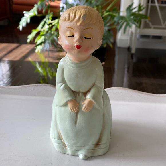 Vintage Ceramic Kissing Angel Hand Painted Christmas Figurine - K.N. Japan - Picture 2 of 8